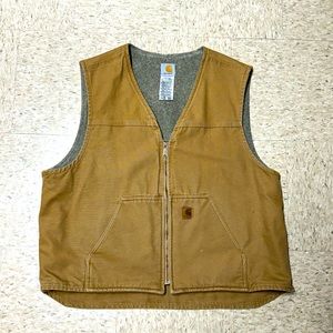 Carhartt Sherpa Lined Vest - Size XXL - Distressed - Khaki Work Outdoors V26 CML